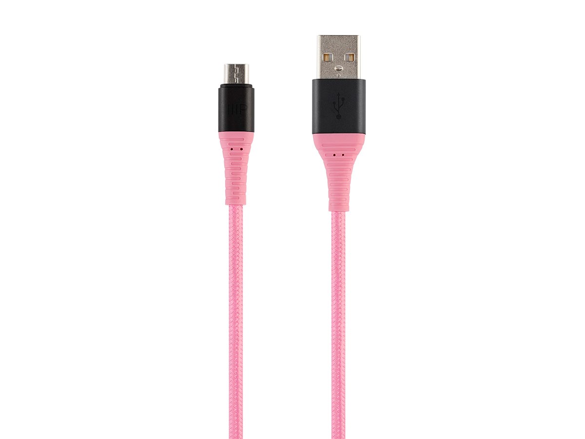 Monoprice AtlasFlex Series Durable USB 2.0 Micro B To USB-A Charge & Sync Kevlar-Reinforced Nylon-Braid Cable  1.5ft  Pink