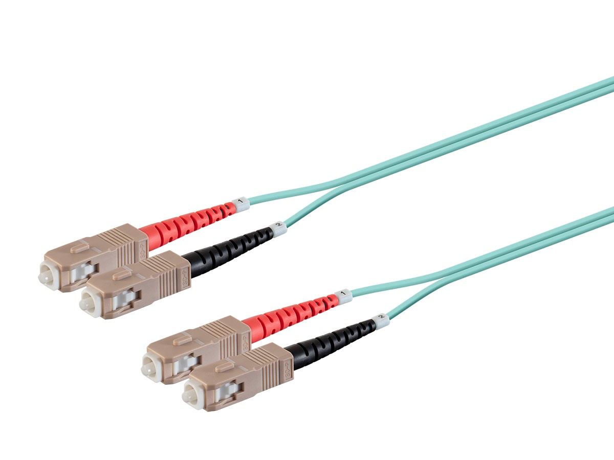 Monoprice Multi-Mode OM3 Fiber Optic Cable - SC-SC UL 3mm 50/125 OFNR Duplex Aqua 3m