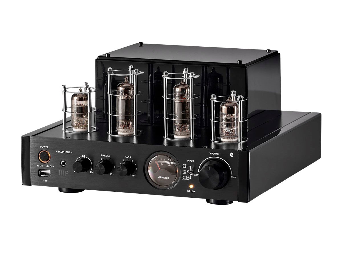 Monoprice 25 Watt Stereo Hybrid Tube Amplifier 2019 Edition with Bluetooth, Optical, Coaxial, and USB Inputs, and Subwoofer Out - main image