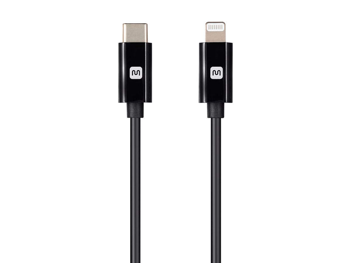 Monoprice Essential Apple MFi Certified Lightning to USB-C Charging Cable - 1.5ft, Black - main image