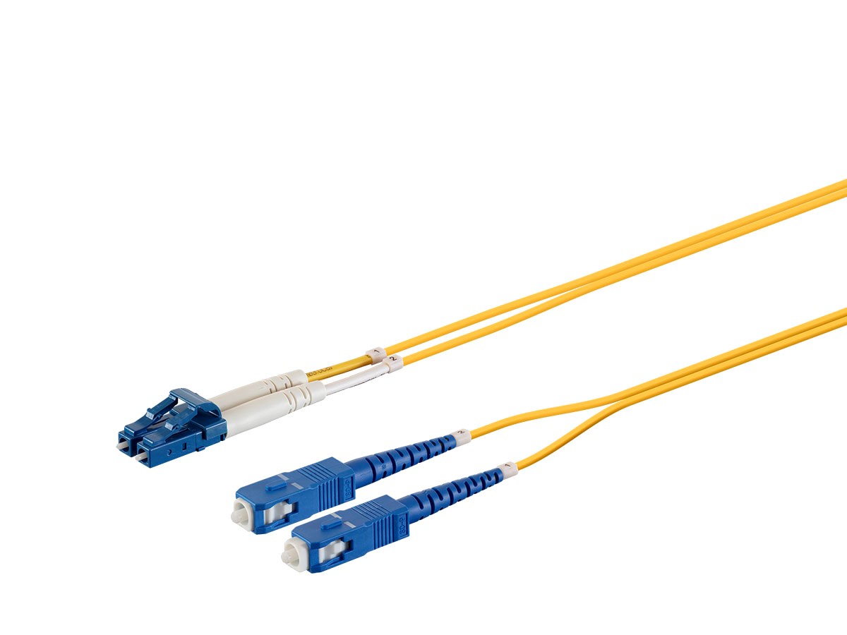 Monoprice Single-Mode Fiber Optic Cable - LC-SC UL 2mm 9/125 OFNR Duplex Yellow 10m