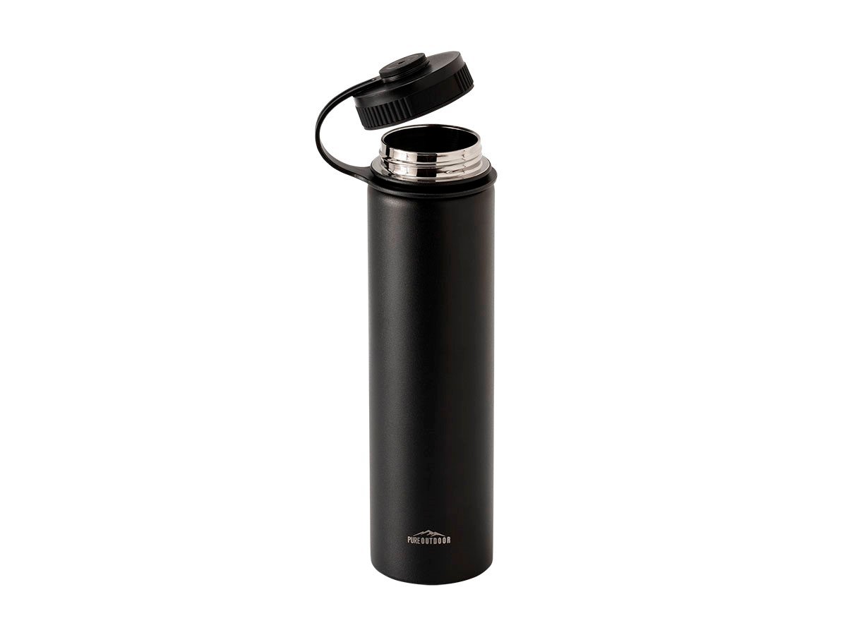 Pure Outdoor by Monoprice Vacuum Sealed 25 fl. oz. Wide-Mouth Water Bottle, Black - main image