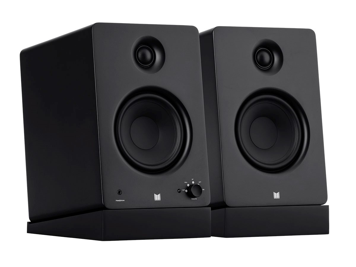 Monolith by Monoprice MM-5 Powered Multimedia Speakers with Bluetooth with Qualcomm aptX HD USB DAC, Optical Inputs, Subwoofer Output and Remote Control (Pair), Black - Monoprice.com
