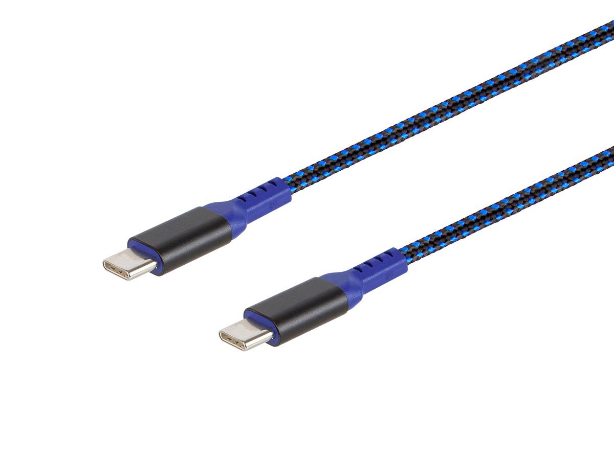 Monoprice Stealth Charge and Sync USB 2.0 Type-C to Type-C Cable, Up to 5A/100W, 10ft, Blue