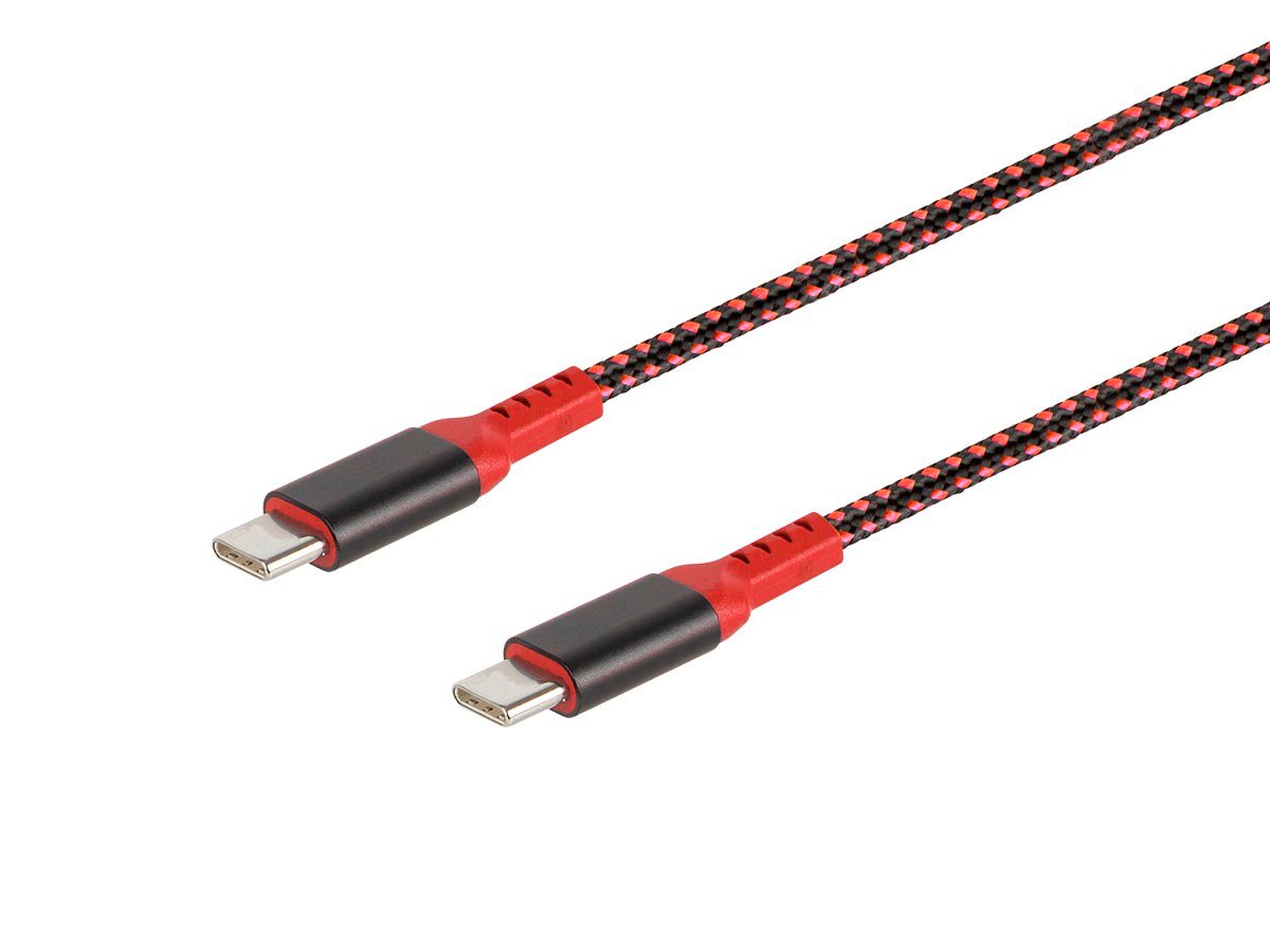 Monoprice Stealth Charge and Sync USB 2.0 Type-C to Type-C Cable, Up to 5A/100W, 6ft, Red