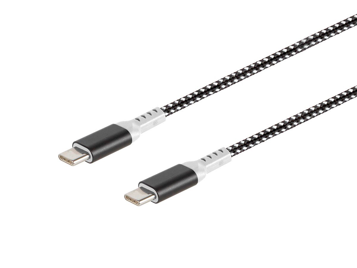 Monoprice Stealth Charge and Sync USB 2.0 Type-C to Type-C Cable, Up to 5A/100W, 6ft, White, 3-Pack