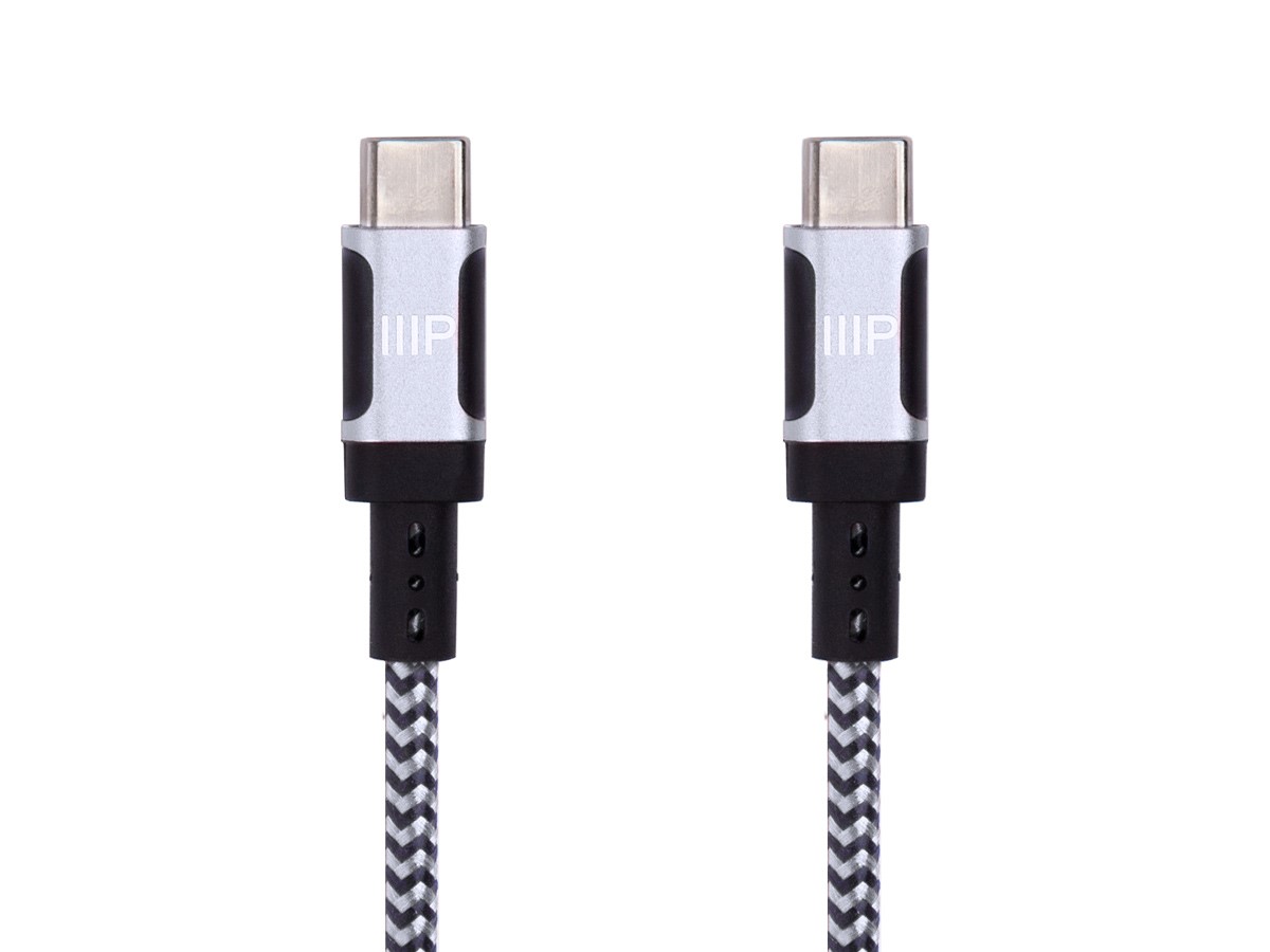 Monoprice Wrap Series Charge and Sync USB Type-C to Type-C Cable, USB 2.0, Up to 3A/60W, 1.5ft, White - main image