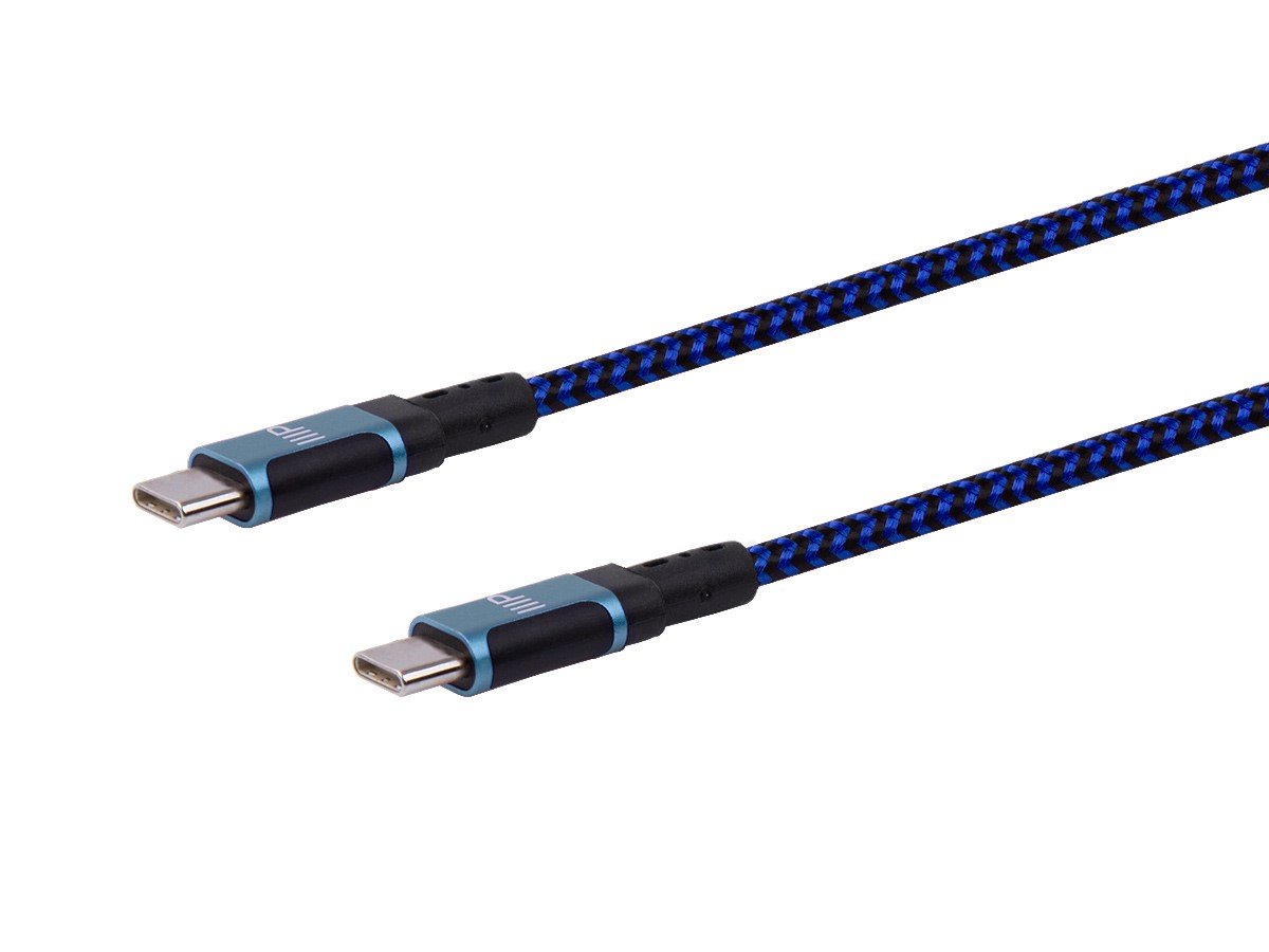 Monoprice Wrap Series Charge and Sync USB Type-C to Type-C Cable, USB 2.0, Up to 5A/100W, 6ft, Blue