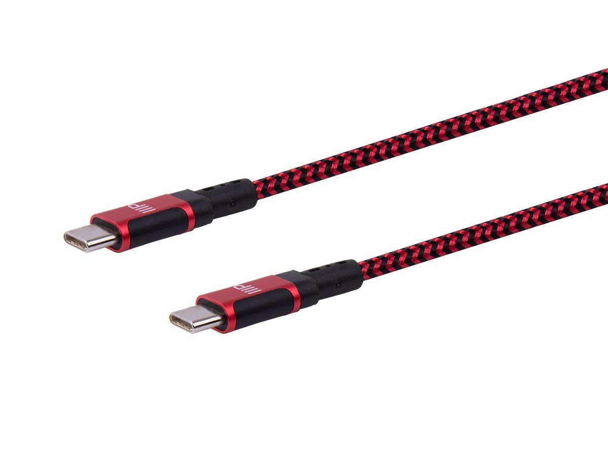 Monoprice Wrap Series Charge and Sync USB Type-C to Type-C Cable, USB 2.0, Up to 5A/100W, 3ft, Red