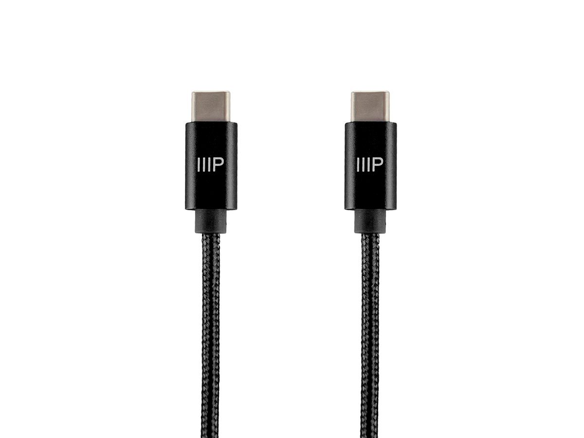 Monoprice Palette Series USB 2.0 Type-C to Type-C Charge & Sync Nylon-Braid Cable, 1.5ft, Black - main image