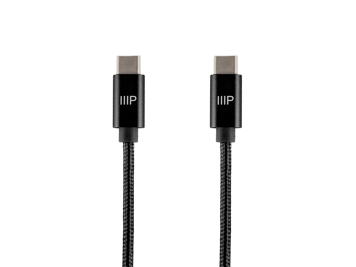 Monoprice Palette Series USB 2.0 Type-C to Type-C Charge & Sync Nylon-Braid Cable, 3ft, Black - main image