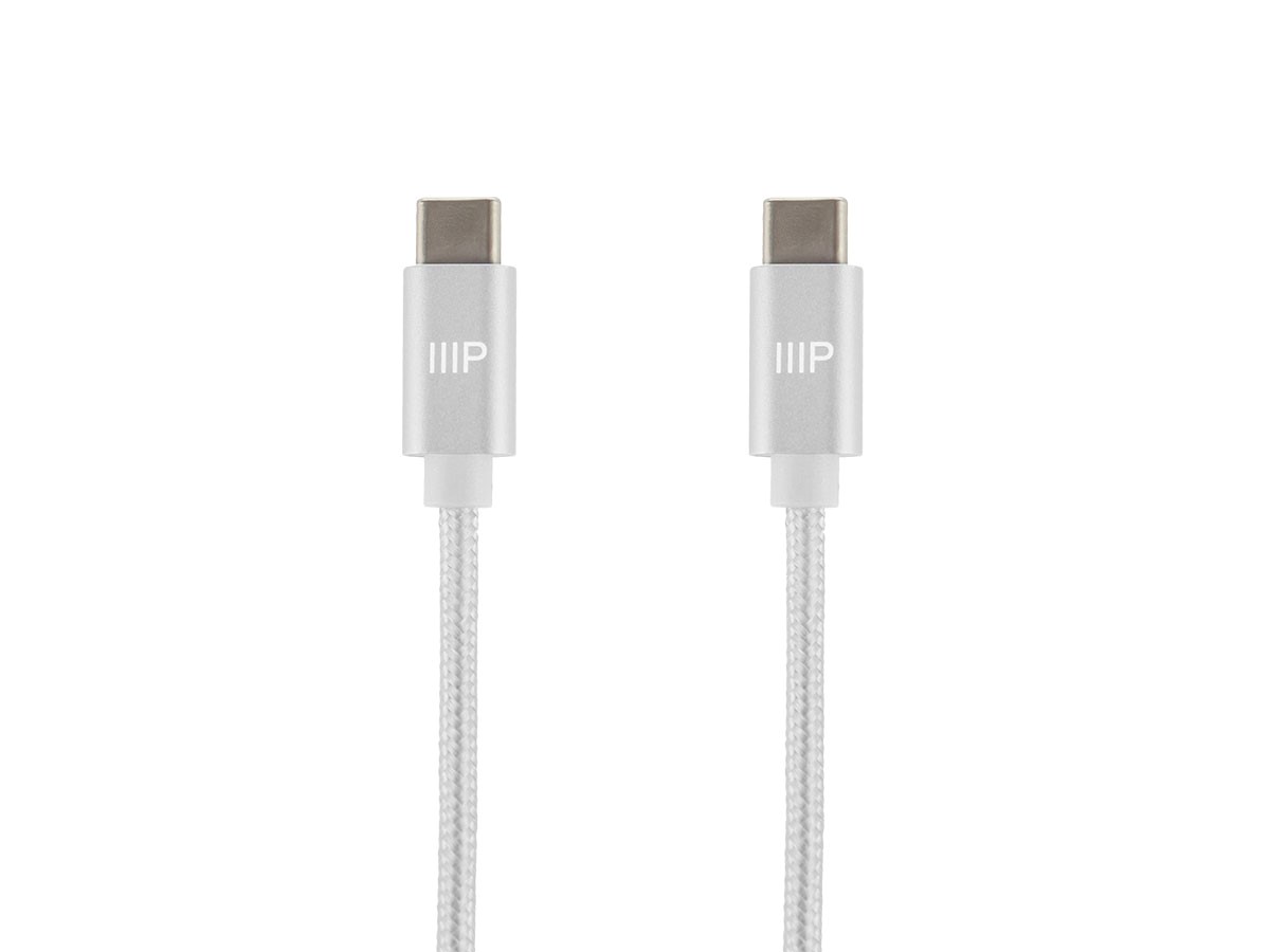 Monoprice Palette Series USB 2.0 Type-C to Type-C Charge & Sync Nylon-Braid Cable, 6ft, White - main image