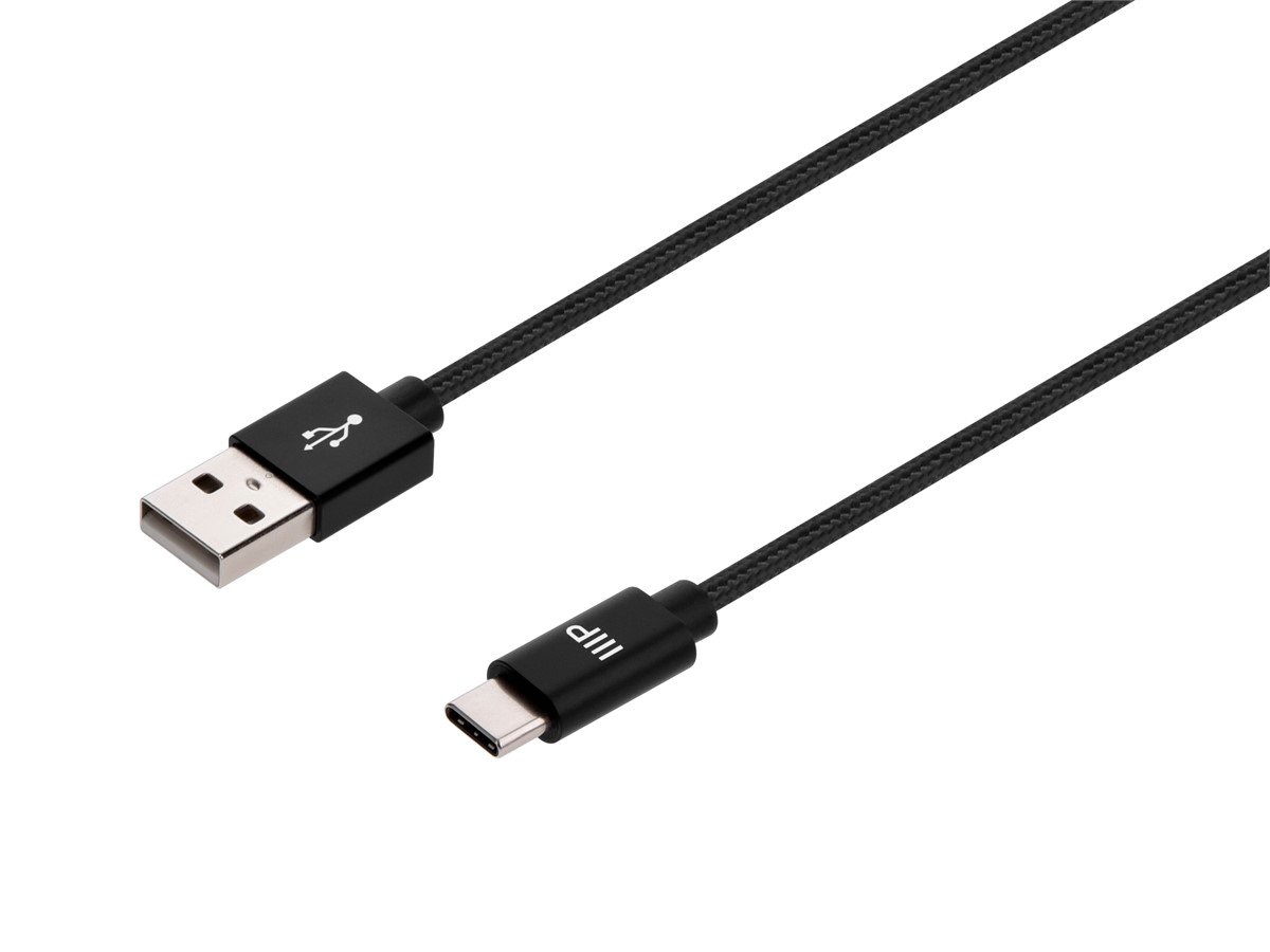 Monoprice Palette Series USB 2.0 USB-C To USB-A Charge And Sync Nylon-Braid Cable  6ft  Black