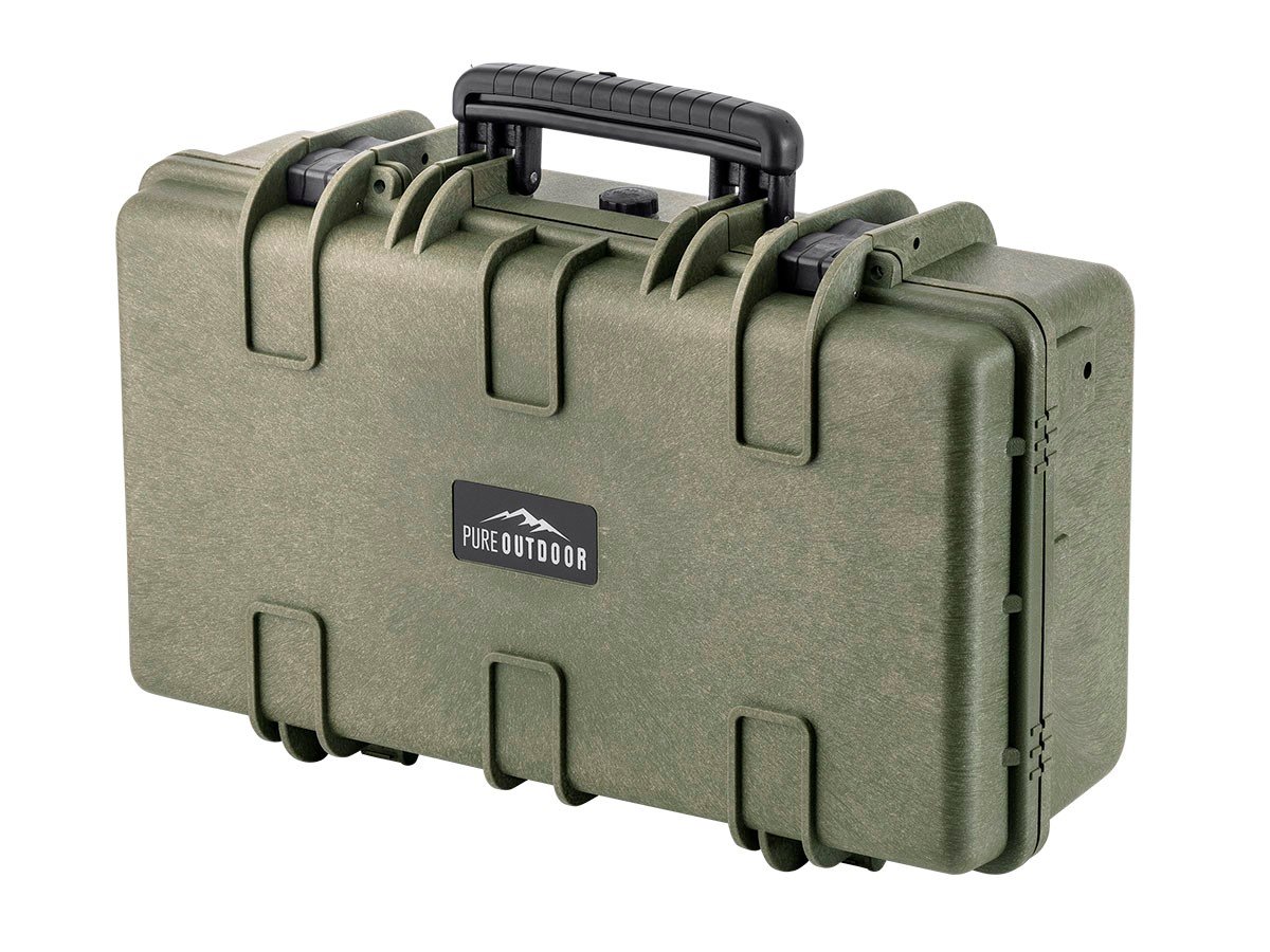 Pure Outdoor by Monoprice Weatherproof Hard Case with Customizable Foam, 22 x 14 x 8 in, OD Green - main image
