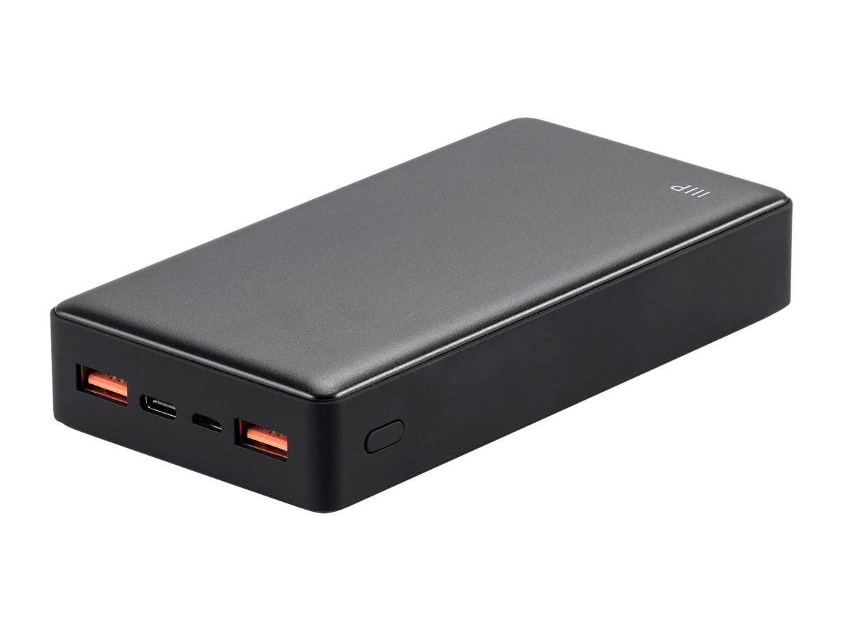 Monoprice Obsidian Speed Plus Ultra Compact USB Power Bank, Black, 20,000mAh, 3-Port Up to 18W PD (3A) Output for iPhone, Android, and Galaxy Devices  - main image