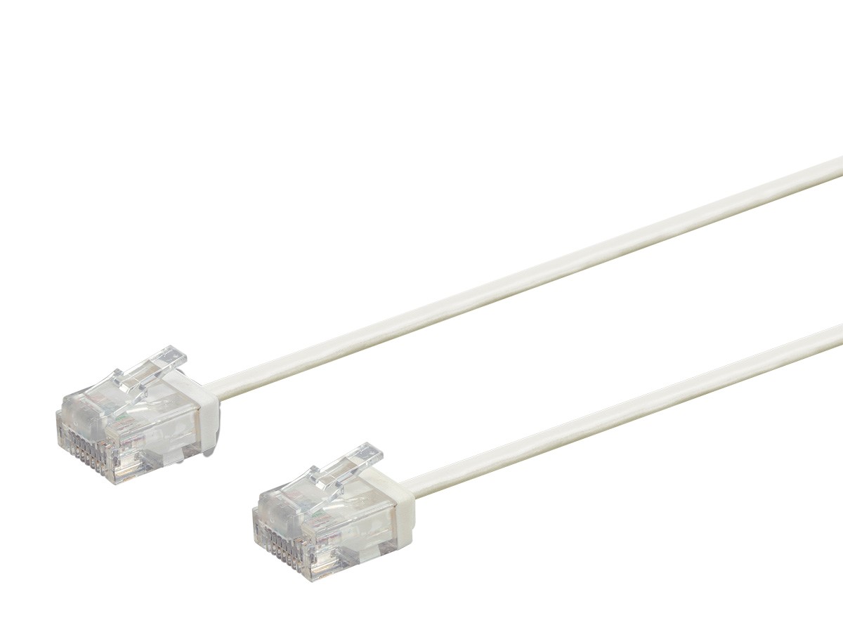 Monoprice Micro SlimRun Cat6 Ethernet Patch Cable - Stranded, 550MHz, UTP, Pure Bare Copper Wire, 32AWG, 50ft, White - main image