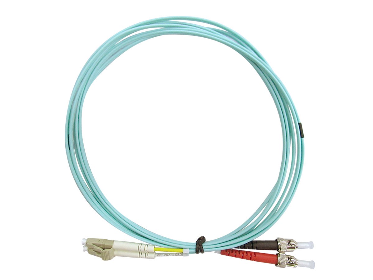 Monoprice OM4 Fiber Optic Cable - LC/ST, 50/125 Type, Multi-Mode, Duplex, 10GB, Aqua, 1m - main image