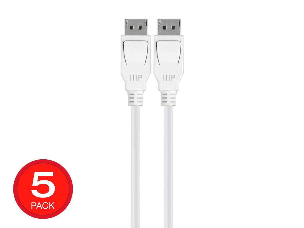 Monoprice Select Series Displayport 1 4 Cable 3ft White 5 Pack Monoprice Com