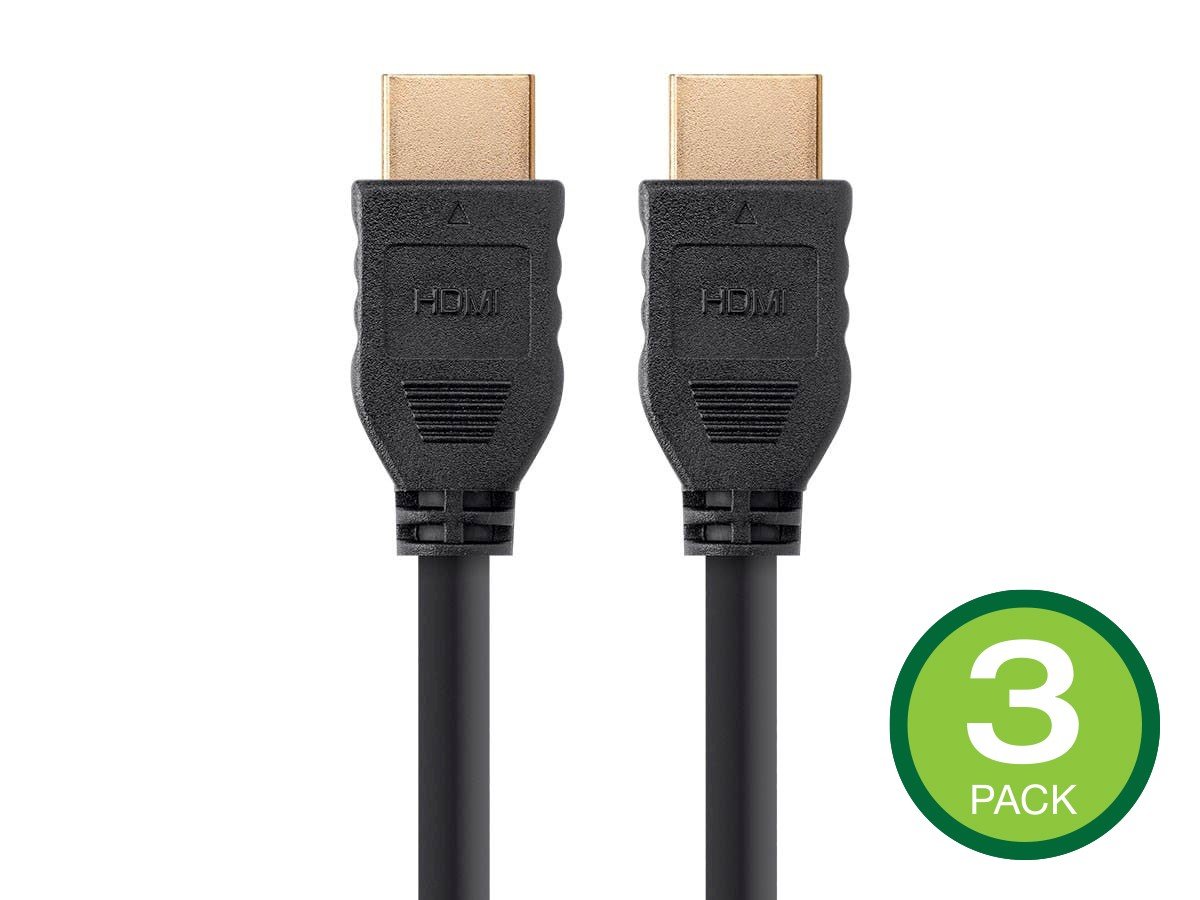 Monoprice 4K No Logo High Speed HDMI Cable 1.5ft - CL2 In Wall Rated 18 Gbps Black - 3 Pack