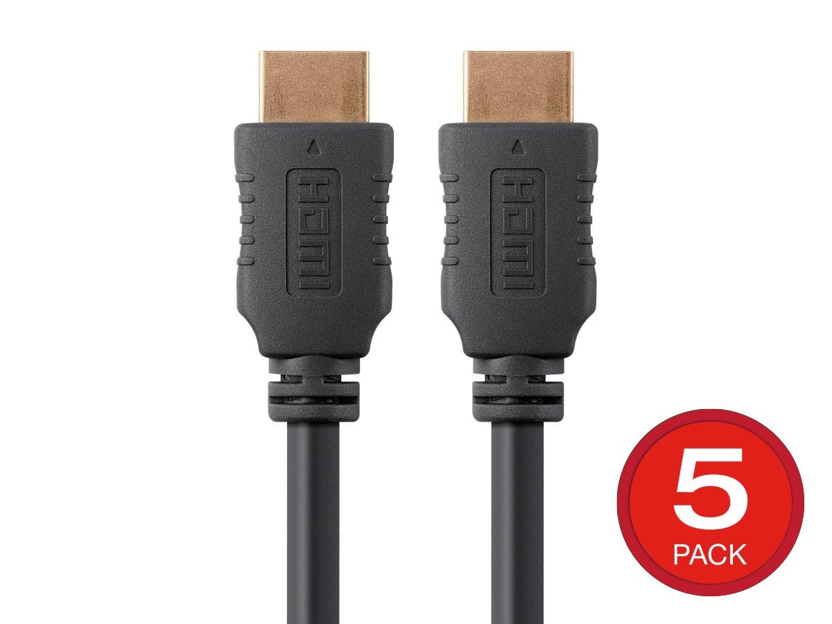 Monoprice 4K High Speed HDMI Cable 3ft - 18Gbps Black - 5 Pack - main image
