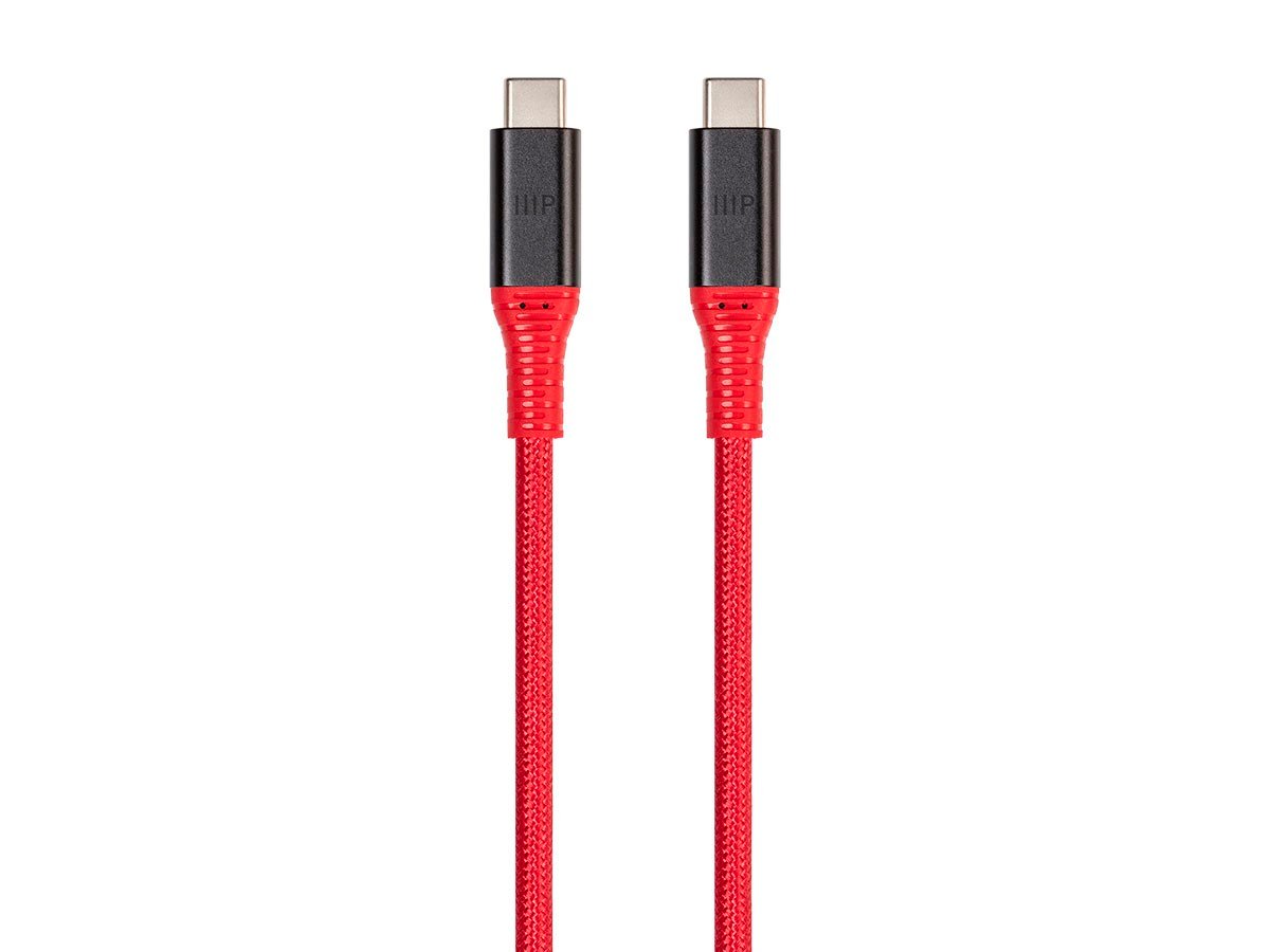 Monoprice AtlasFlex Series Durable USB 3.2 Gen 2 Type-C Data & Power Kevlar Reinforced Nylon-Braid Cable, 5A/100W, 1m, Red - main image
