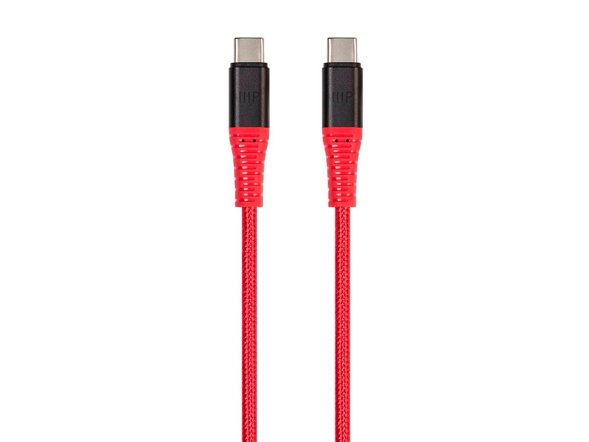 Monoprice AtlasFlex Series Durable USB 2.0 USB-C Charge & Sync Kevlar Reinforced Nylon-Braid Cable  5A/100W  6ft  Red - main image