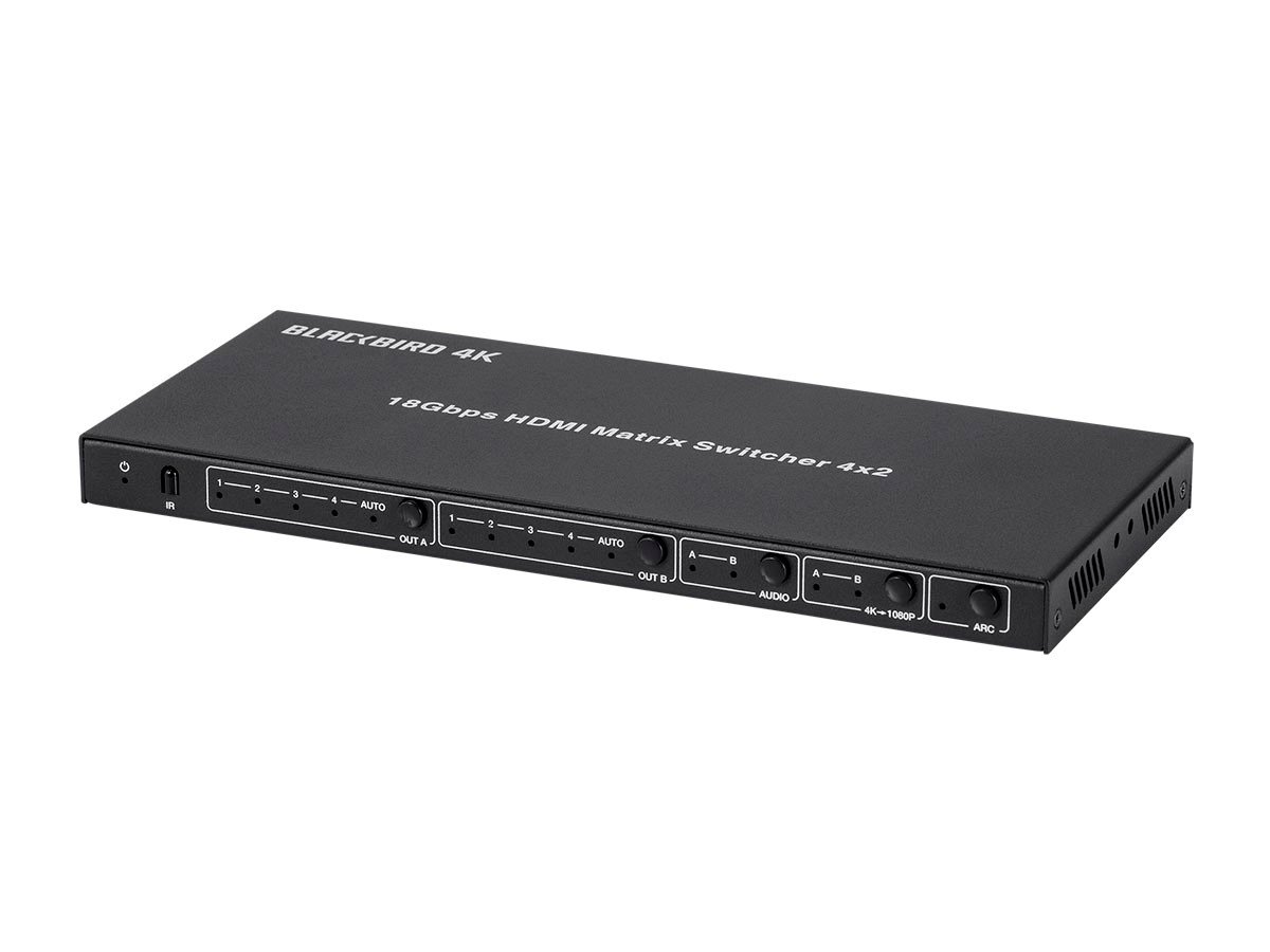 Blackbird PRO-sumer 4K HDMI Matrix, 4x2, HDR, 18G, 4K@60Hz, YCbCr 4:4:4, EDID, Coaxial Audio, Powered Switch, Control Remote - main image