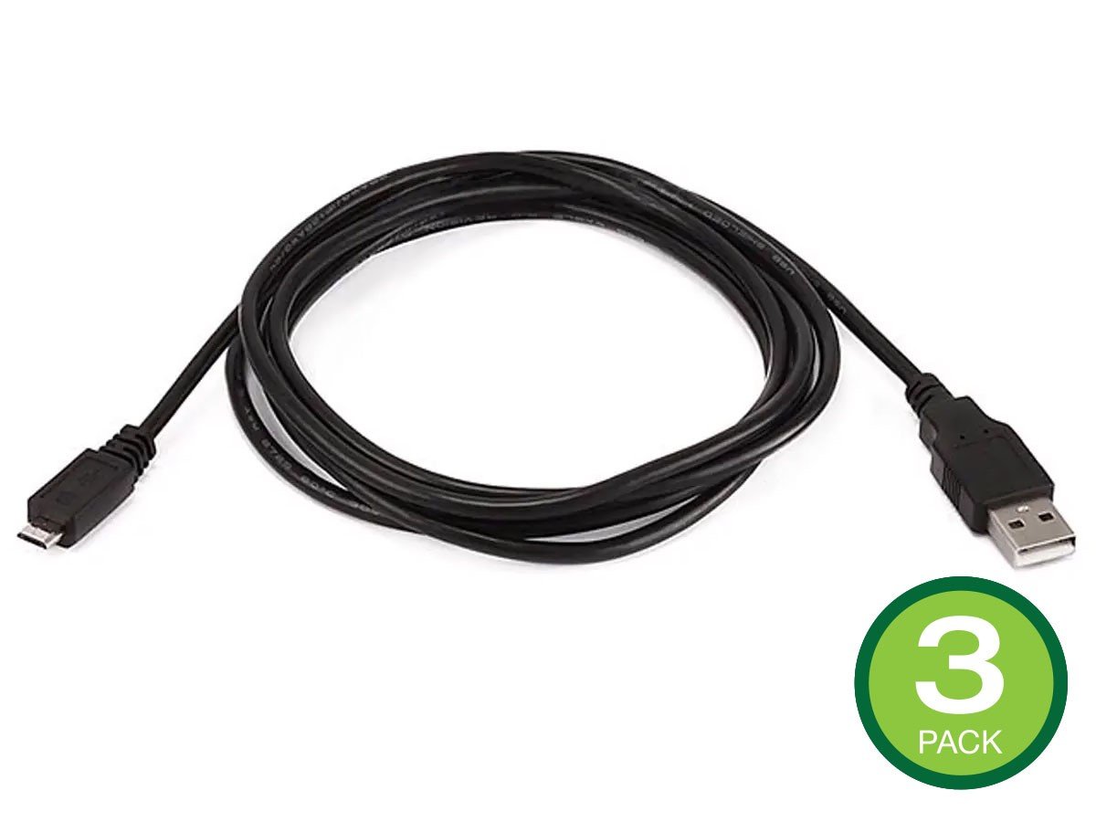 Monoprice USB-A To Micro USB-B 2.0 Cable - 5-Pin 28/28AWG Black 6ft 3 ...