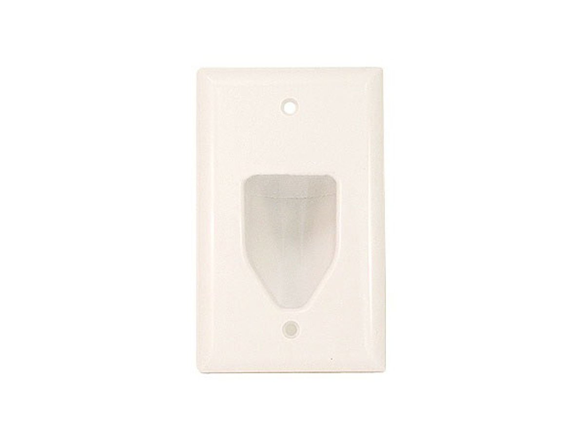 Datacomm 1-Gang Recessed Low Voltage Cable Wall Plate, White - main image