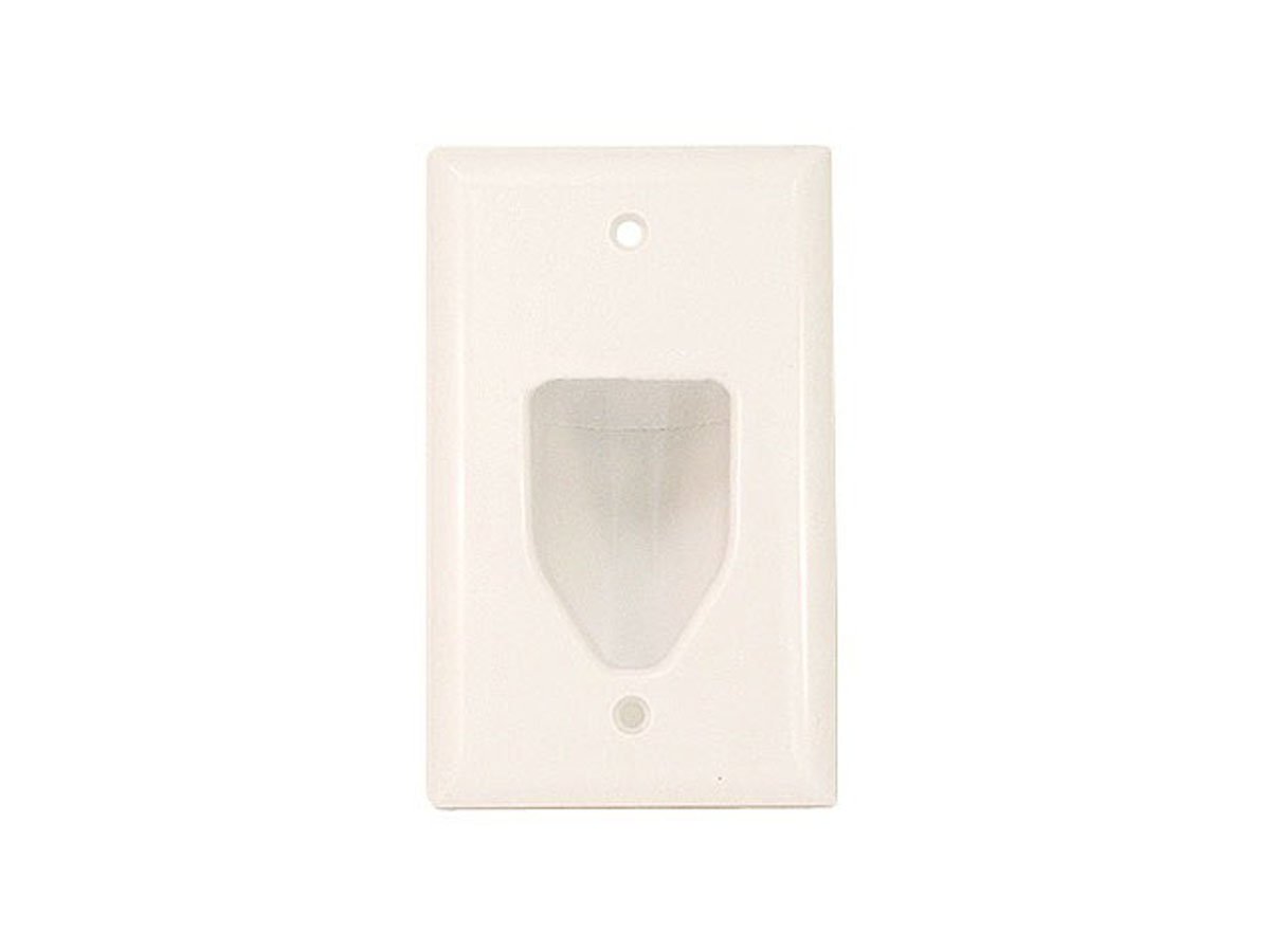 Datacomm 1-Gang Recessed Low Voltage Cable Wall Plate, White