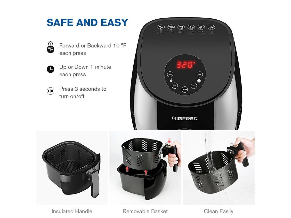 AIGEREK Air Fryer, Touch Screen Digital Air Fryer & Insulated Basket