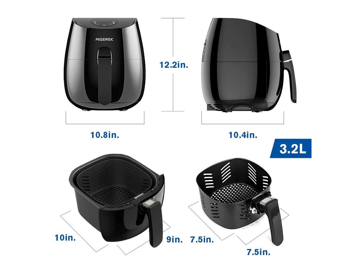 AIGEREK Air Fryer, Touch Screen Digital Air Fryer & Insulated Basket