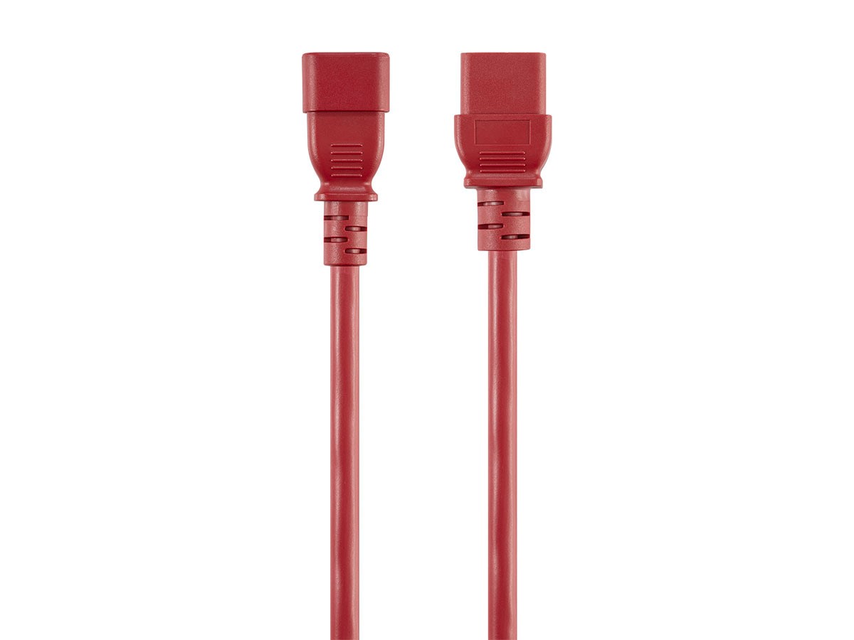 Monoprice Power Cord - IEC 60320 C14 to IEC 60320 C19, 14AWG, 15A/1875W, SJT, 100-250V, Red, 4ft - main image