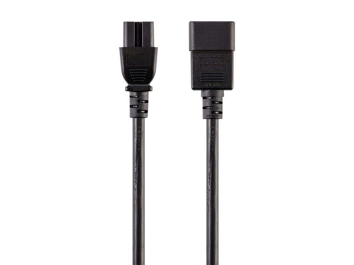 Monoprice Power Cord - IEC 60320 C20 to IEC 60320 C15, 14AWG, 15A/1875W, 3-Prong, Black, 1ft - main image