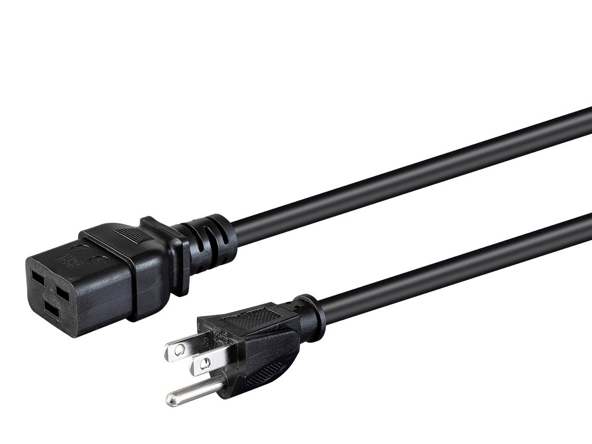 Monoprice Power Cord - NEMA 5-15P to IEC 60320 C19 , 14AWG, 15A/1875W, 3-Prong, Black, 15ft - main image