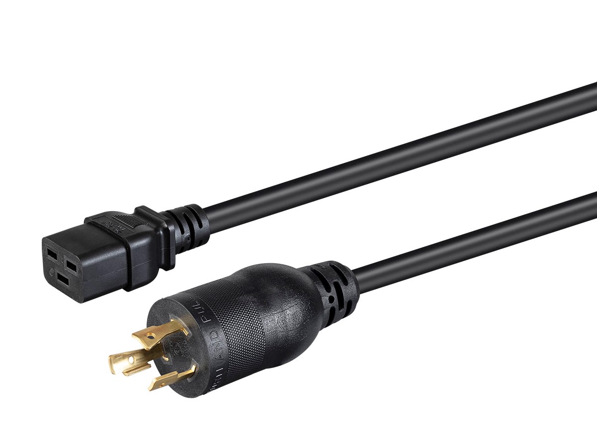 Monoprice Heavy Duty Power Cord - Locking NEMA L5-20P to IEC 60320 C19, 12AWG, 20A/2500W, 3-Prong, Black, 10ft - main image