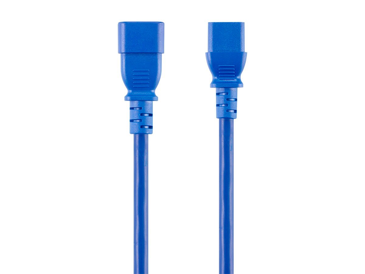 Monoprice Extension Cord - IEC 60320 C14 To IEC 60320 C13, 14AWG, 15A/1875W, 3-Prong, Blue, 3ft