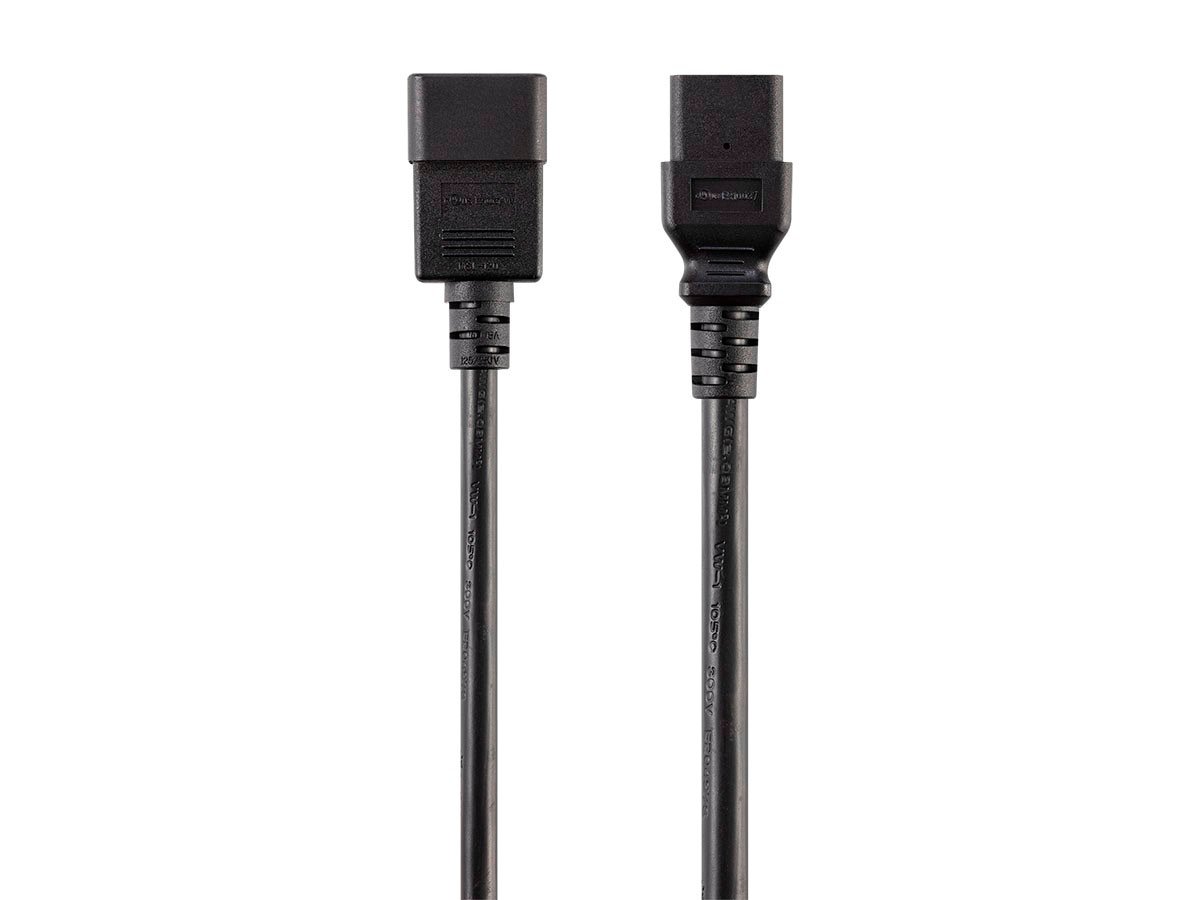 Monoprice Heavy Duty Extension Cord - IEC 60320 C20 to IEC 60320 C21, 12AWG, 20A/2500W, SJT, 250V, Black, 6ft - main image