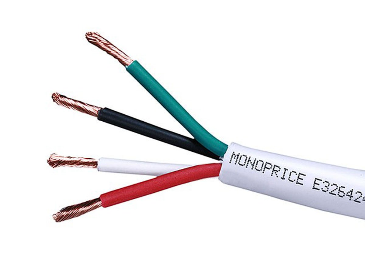 Monoprice Access Series 12AWG CL2 Rated 4-Conductor Speaker Wire, 100ft, White - main image