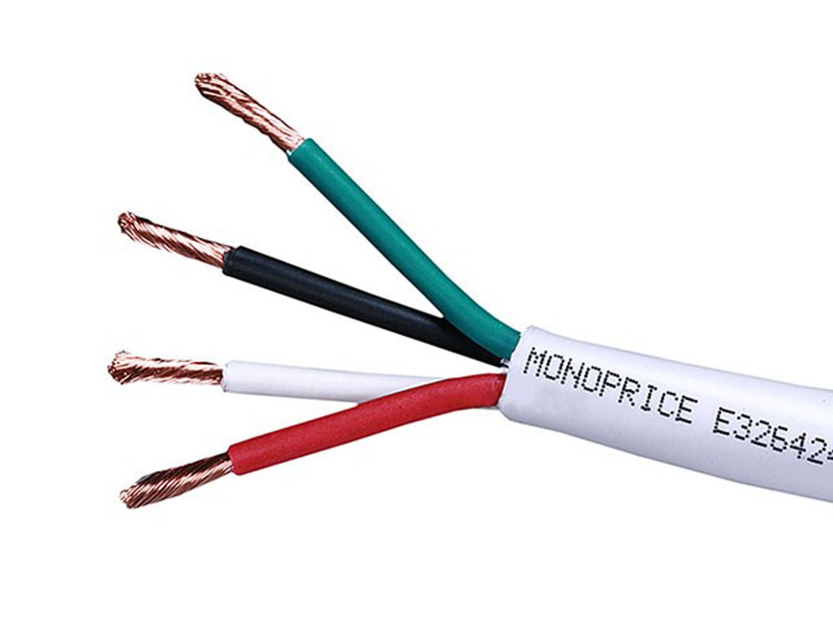 Monoprice Speaker Wire, CL2 Rated, 4-Conductor, 16AWG, 250ft, White - main image