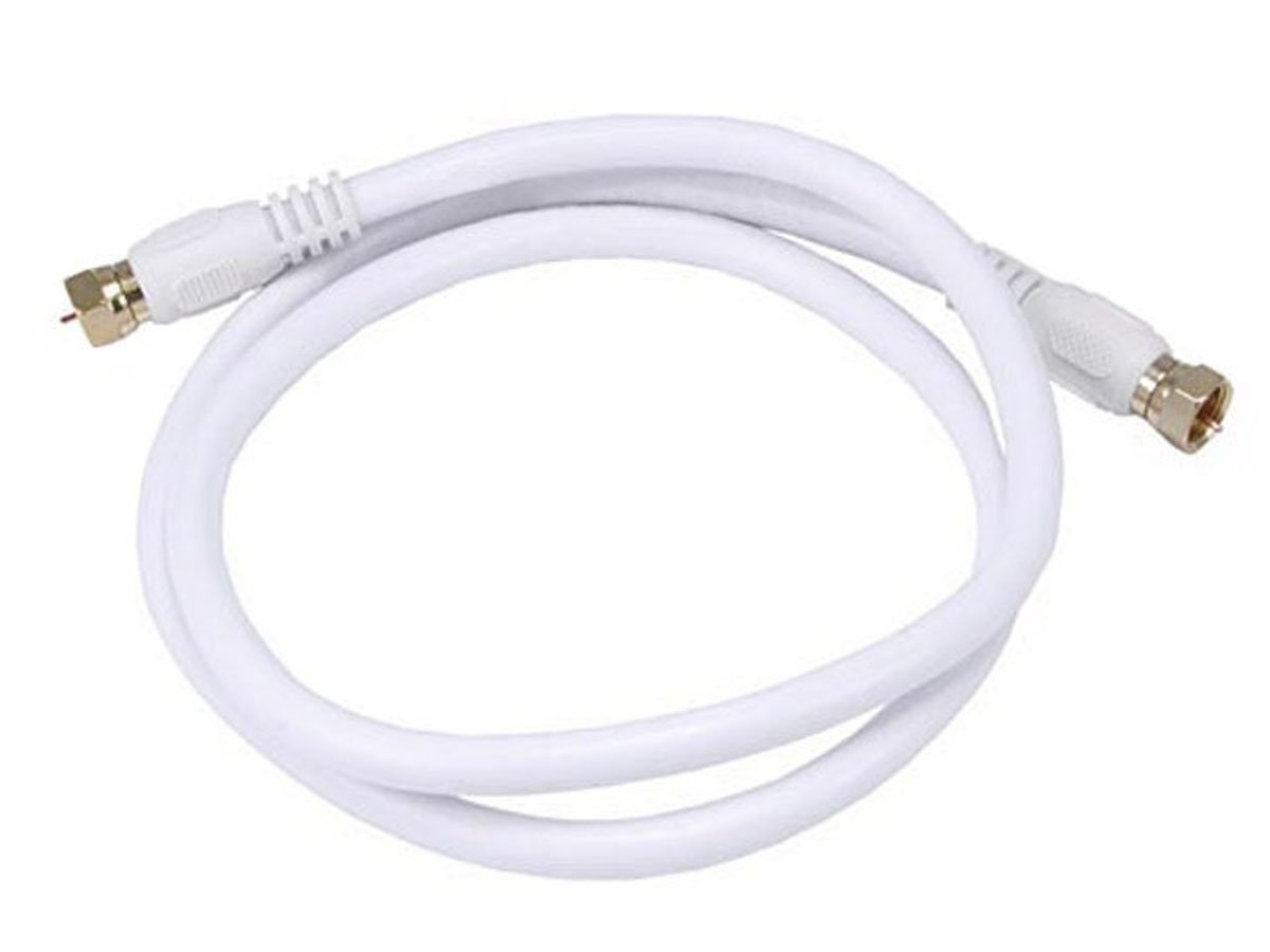 Monoprice 3ft RG6 (18AWG) 75Ohm, Quad Shield, CL2 Coaxial Cable with F Type Connector - White - main image