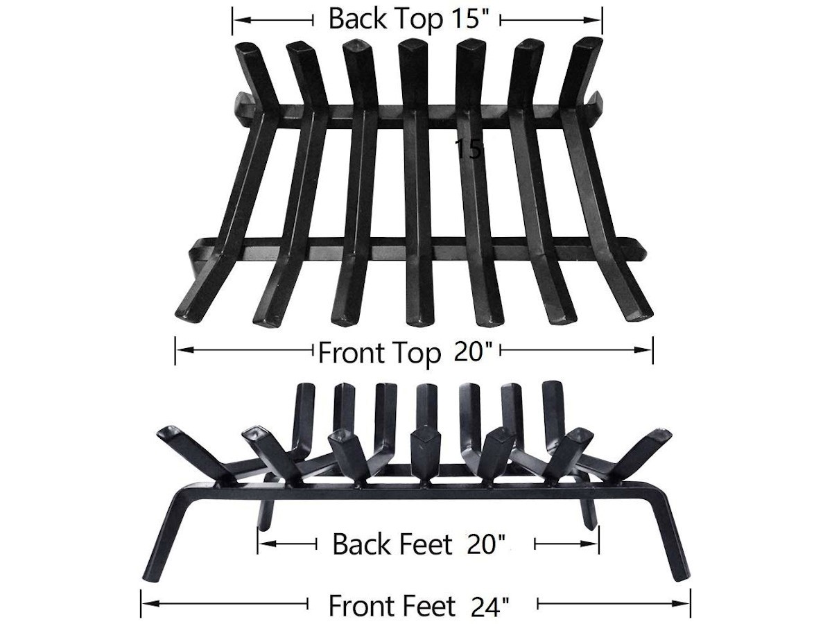 Fireplace Log Grate 24 Inch Wide Heavy Duty Solid Steel Indoor