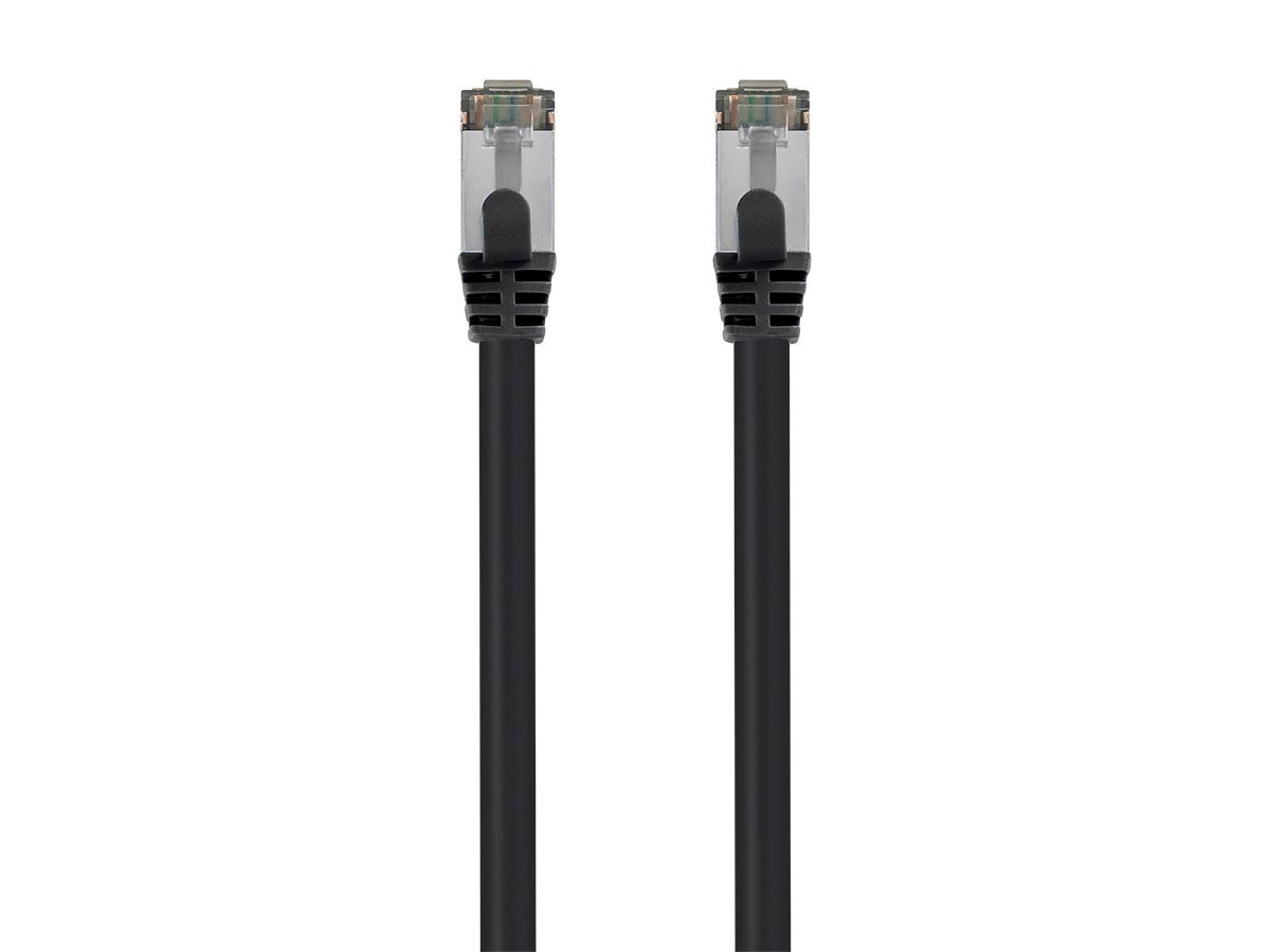 Monoprice Cat8 30ft Black Patch Cable, Double Shielded (S/FTP), 26AWG, 2GHz, 40G, Pure Bare Copper, Snagless RJ45, Entegrade Series Ethernet Cable