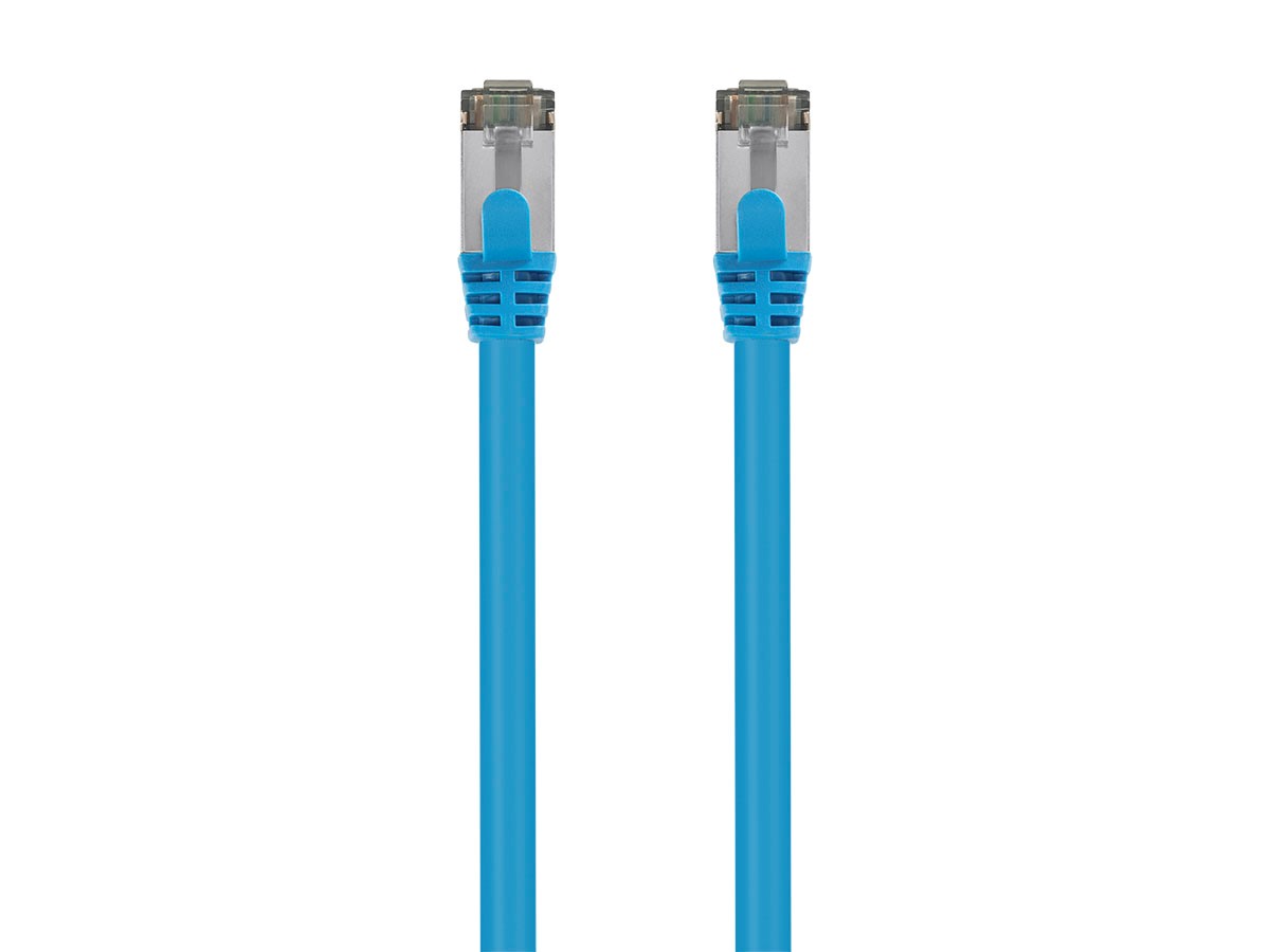 Monoprice Cat8 1ft Blue Patch Cable,  Double Shielded (S/FTP), 26AWG, 2GHz, 40G, Pure Bare Copper, Snagless RJ45, Entegrade Series Ethernet Cable - main image