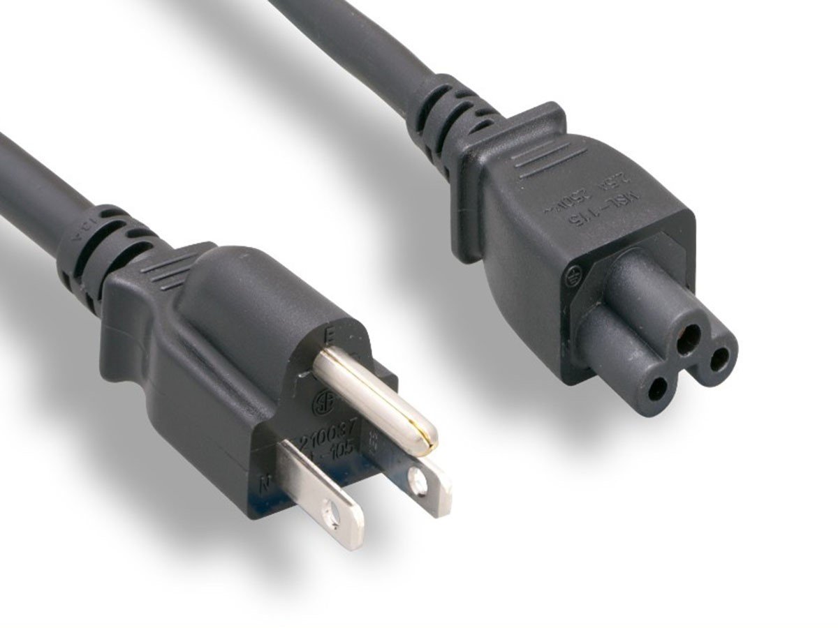Monoprice Power Cord - NEMA 5-15P To IEC 60320 C5, 18AWG, 10A/1250W, 3-Prong, Black, 1ft