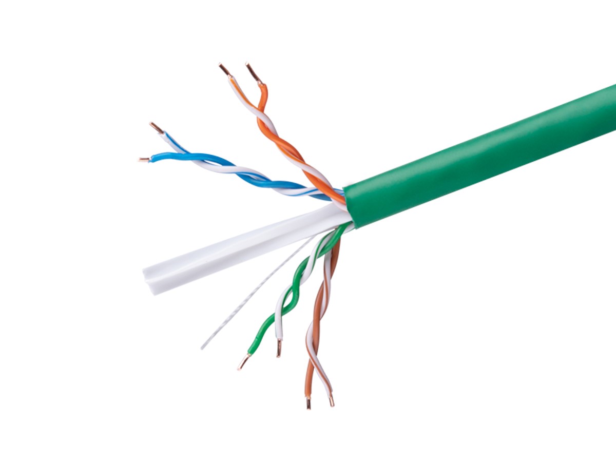 Monoprice Cat6 Ethernet Bulk Cable - Solid, 550MHz, UTP, CMR, Riser Rated, Pure Bare Copper Wire, 23AWG, No Logo, 1000ft, Green (UL) - main image