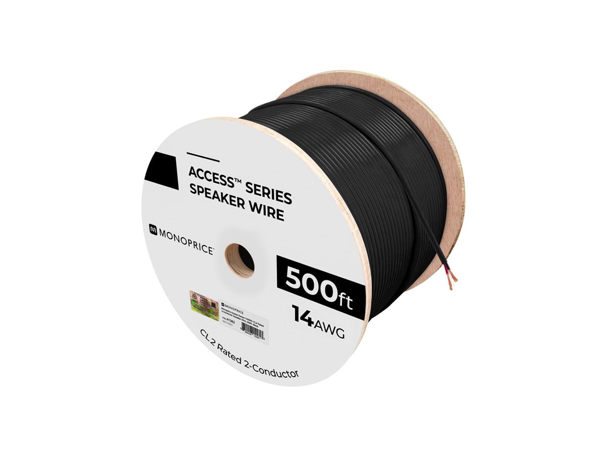 Monoprice 14AWG 2 Conductor Speaker Wire CL2 Rated Pure Copper