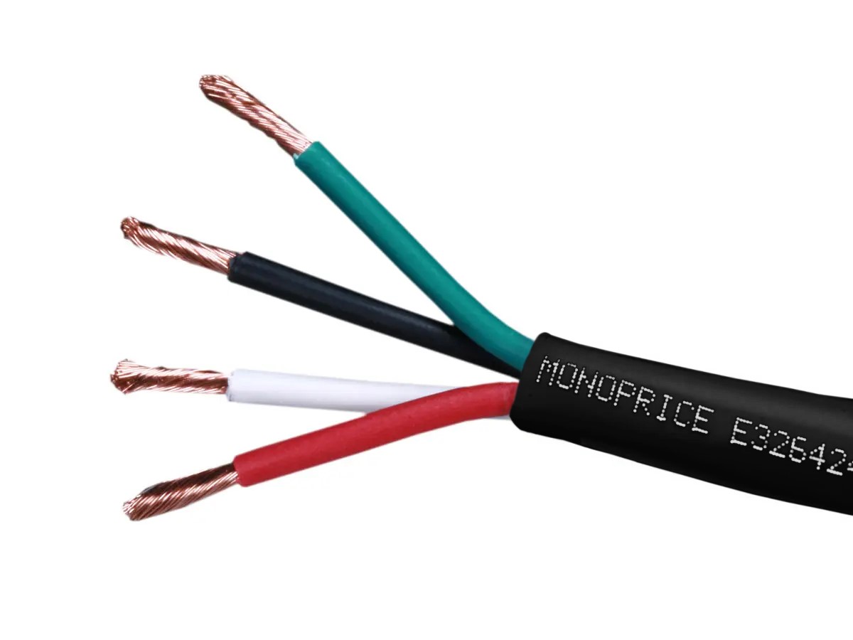 Monoprice Speaker Wire, CL2 Rated, 4-Conductor, 14AWG, 100ft, Black - main image