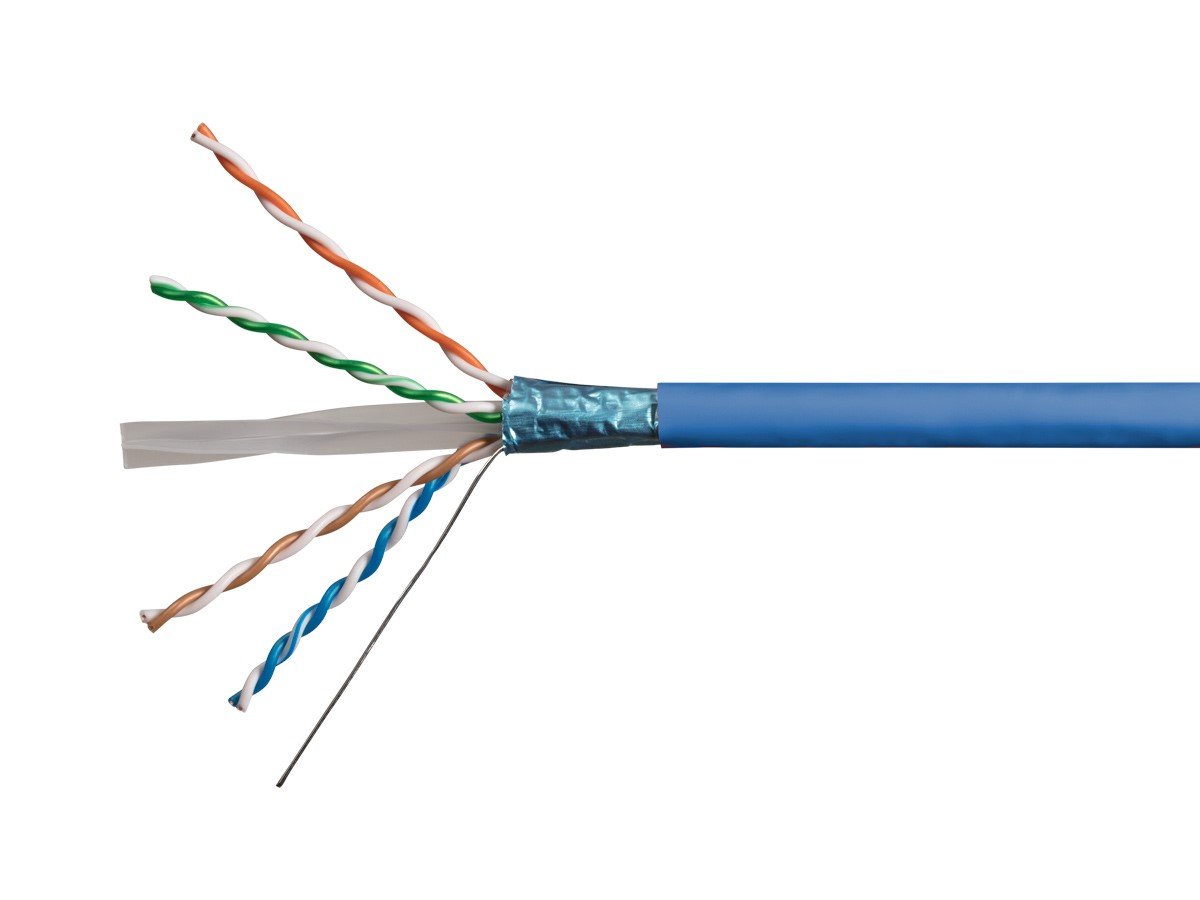 Monoprice Cat6A Ethernet Bulk Cable - Solid, 550MHz, F/UTP, CMR, Riser Rated, Pure Bare Copper Wire, 10G, 23AWG, 500ft, Blue (UL) (TAA) - main image