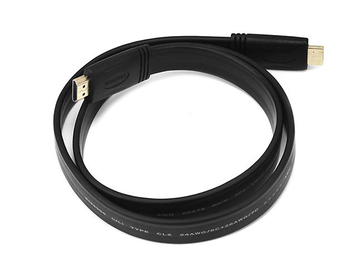 Monoprice 4K Flat High Speed HDMI Cable 3ft - CL2 In Wall Rated 10.2Gbps Black - main image